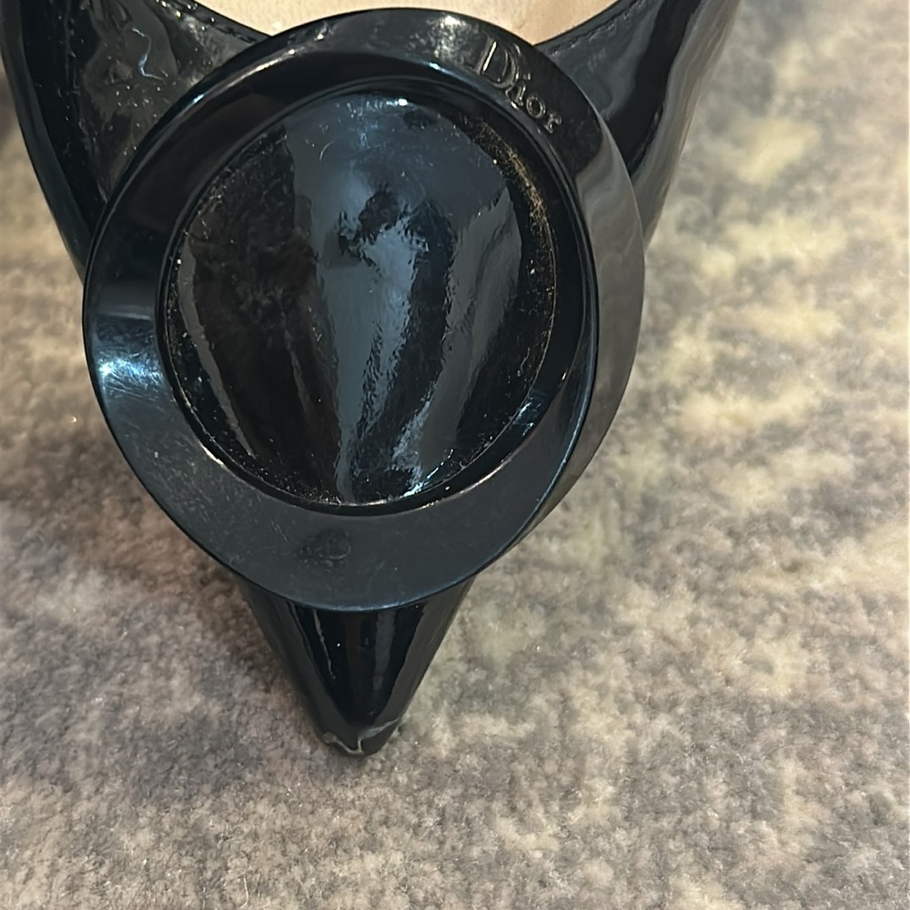 DIOR BLACK PATENT CHUNKY HEEL SHOE SIZE 7.5 - Picture 4 of 16